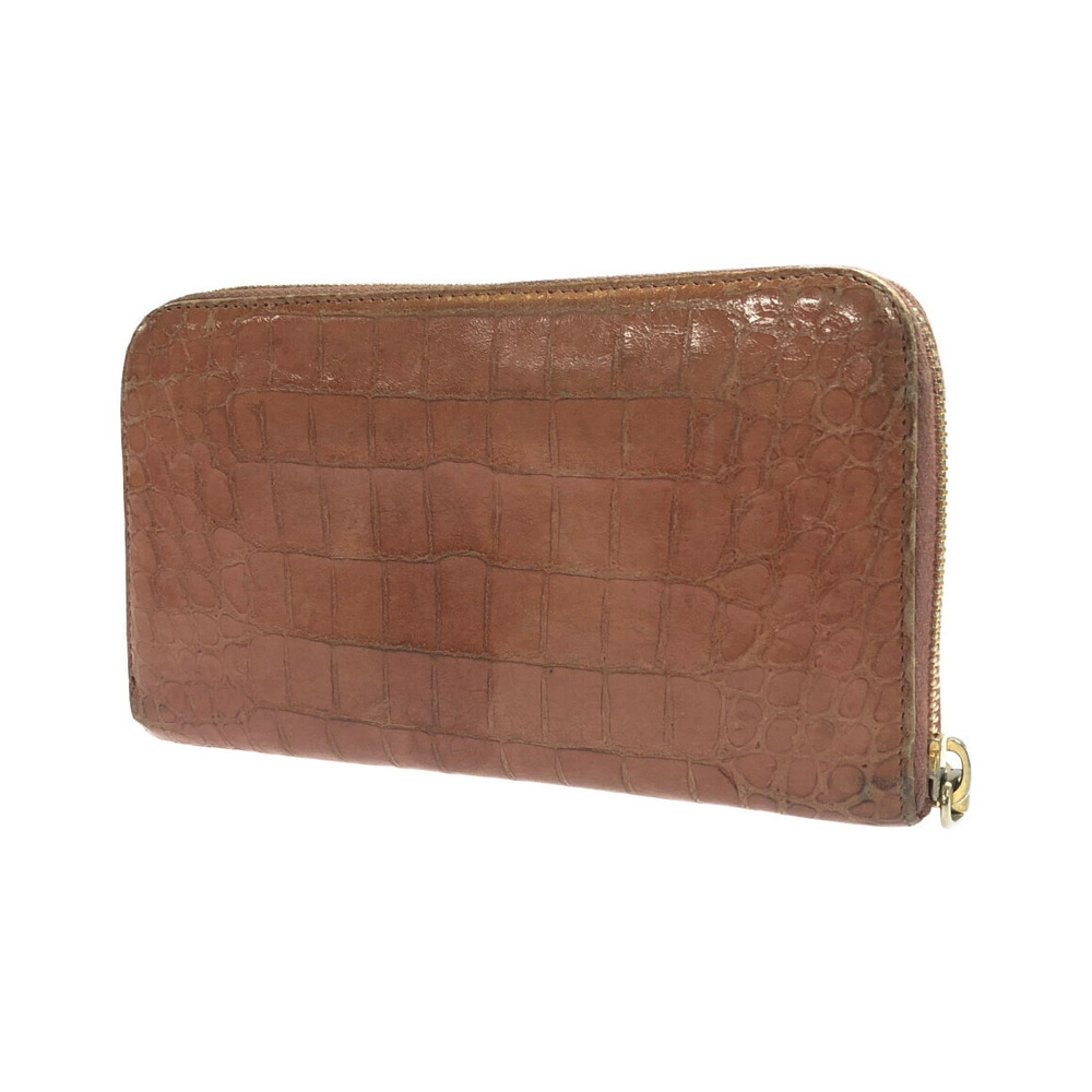 Miu MIu Round Zipper Long Wallet Crocodile Embossed